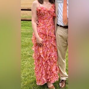 AE XS Asymmetrical Ruffle Slip Dress